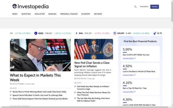 Screenshot of investopedia.com