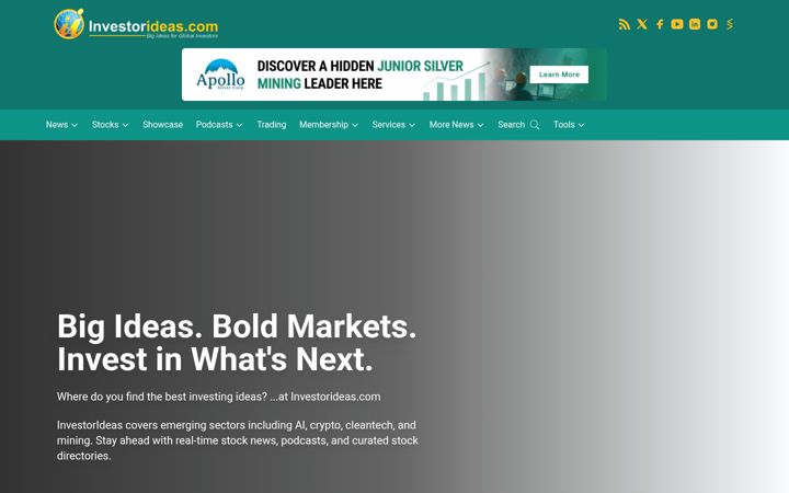 Captura de pantalla de investorideas.com