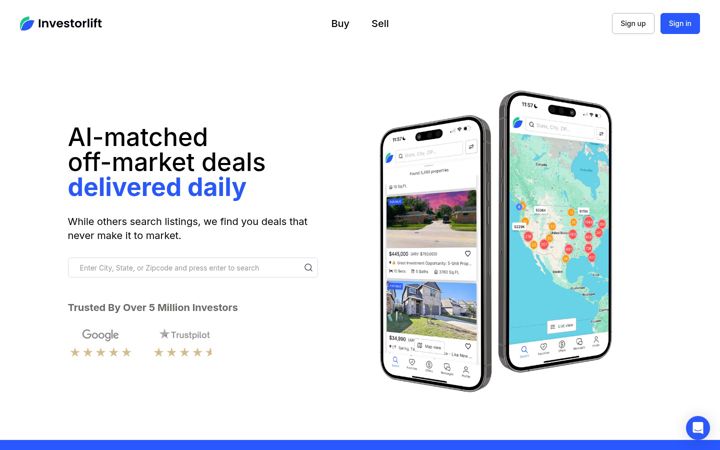 Skærmbillede af investorlift.com
