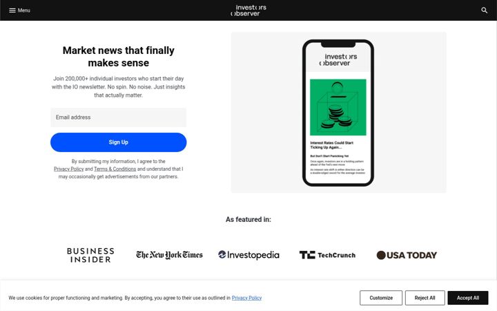 Screenshot of investorsobserver.com