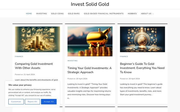 Screenshot of investsolidgold.com