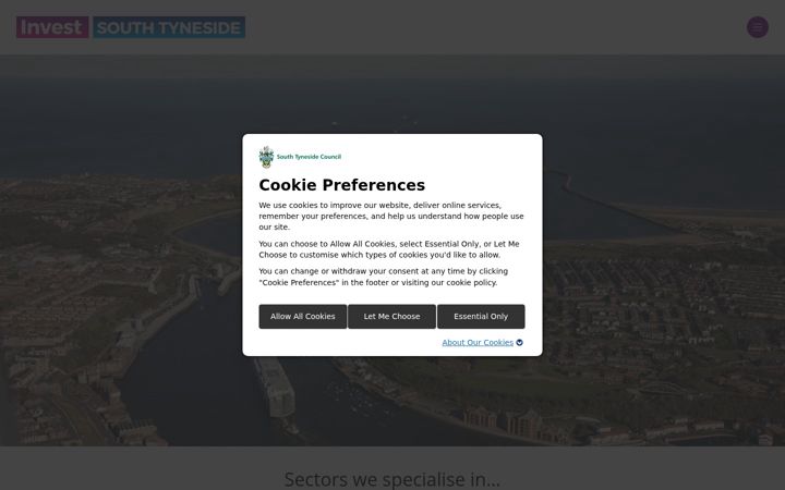 Screenshot of investsouthtyneside.com