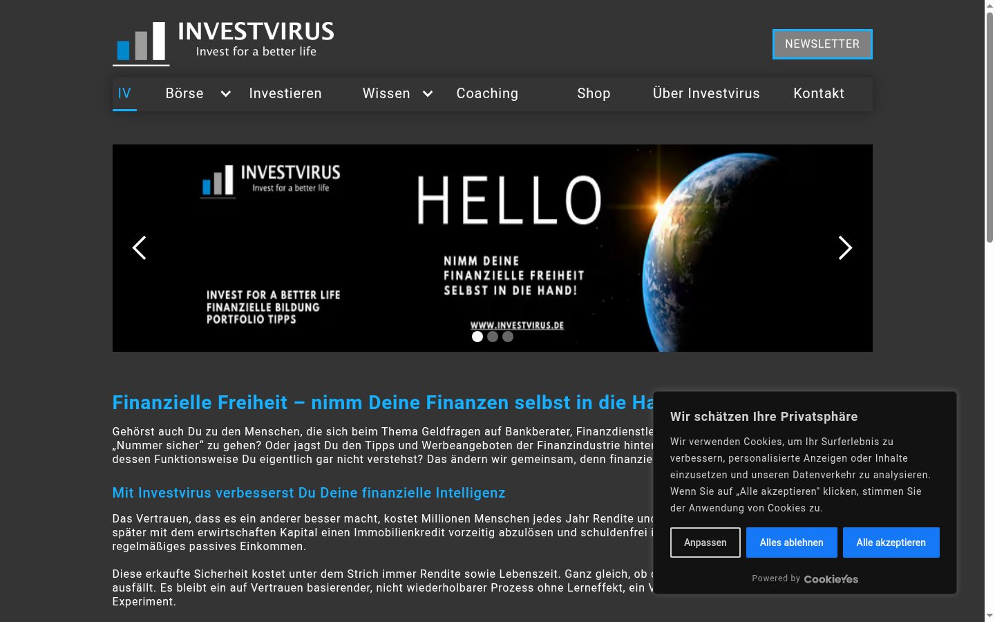 Screenshot tal-banner tal-kunsens muri qabel kwalunkwe interazzjoni