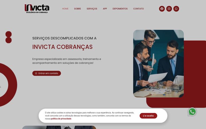 Screenshot of invictacobrancas.com.br
