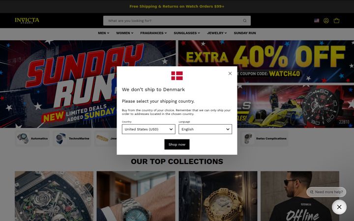 Screenshot of invictastores.com