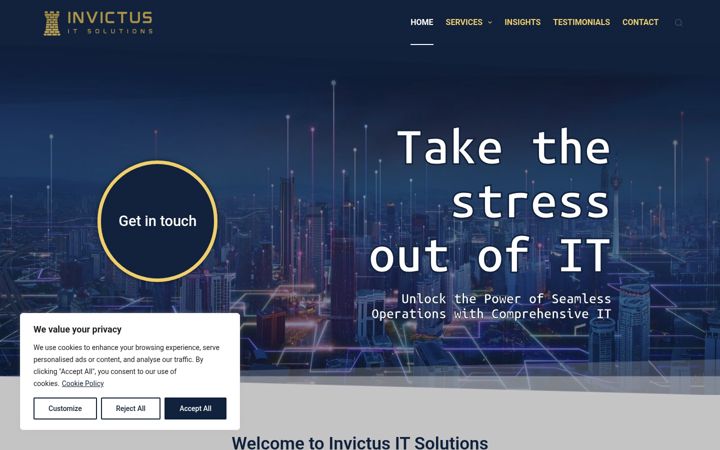 Screenshot of invictusit.co.uk