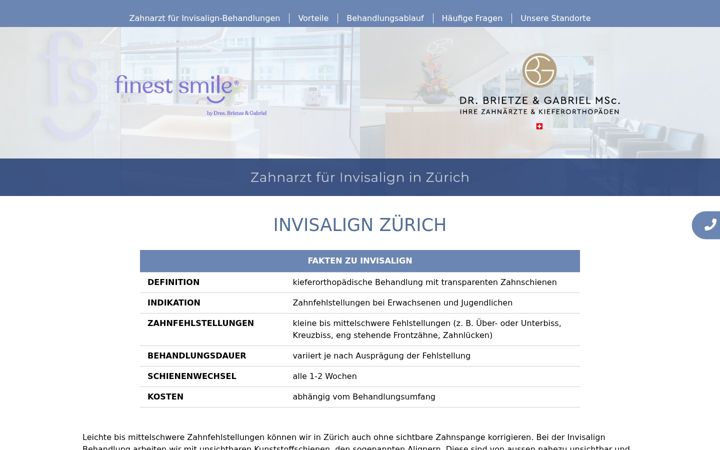Screenshot of invisalign-behandlung-zuerich.ch