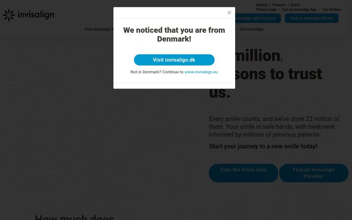 Screenshot of invisalign.eu