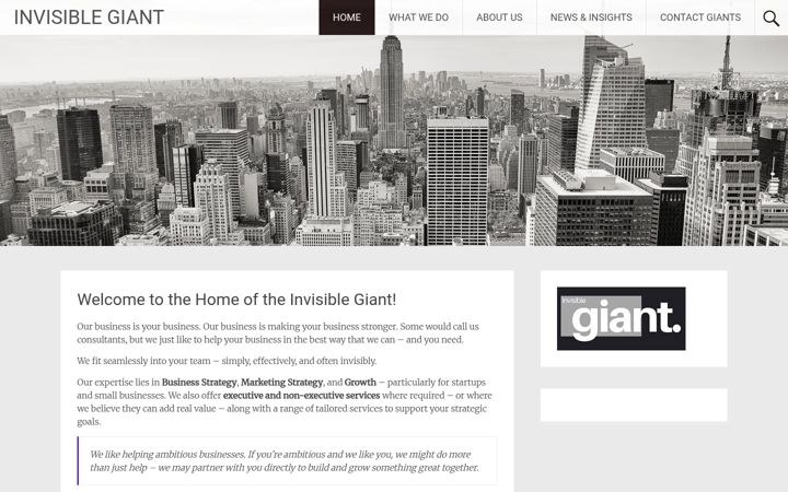 Screenshot of invisiblegiant.co.uk