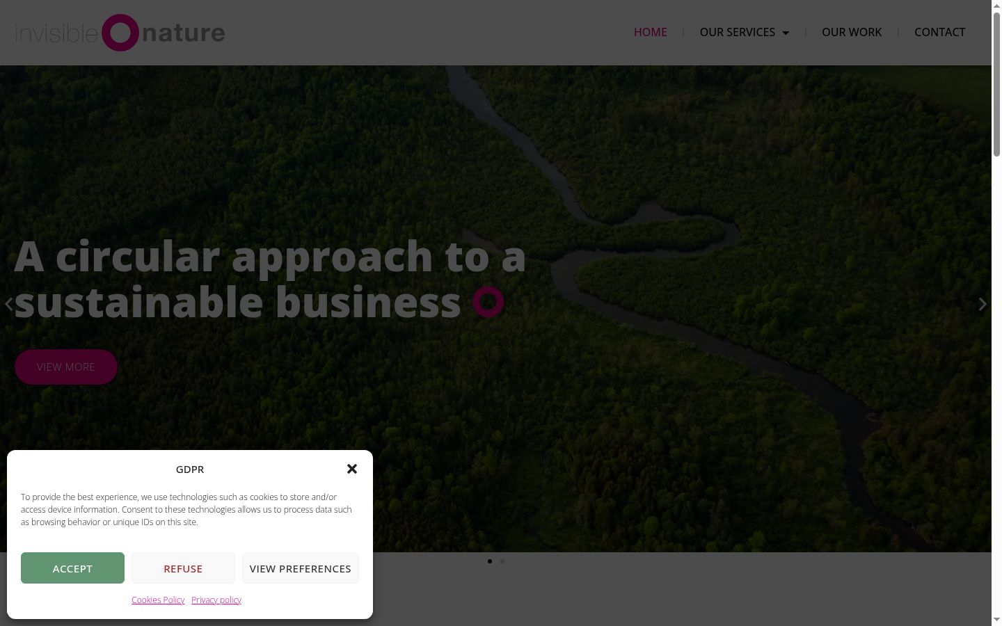 Screenshot of the consent banner shown before any interaction