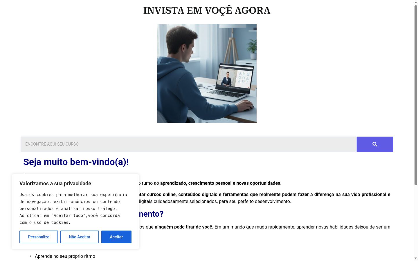 Screenshot del banner di consenso mostrato prima di qualsiasi interazione