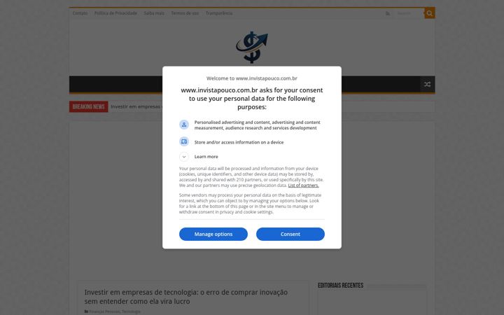 Screenshot of invistapouco.com.br