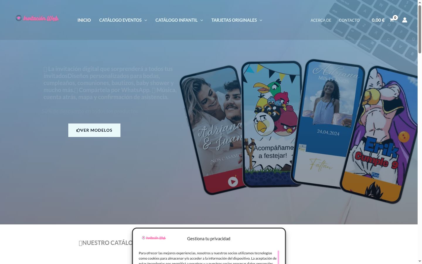 Captura de ecrã do banner de consentimento apresentado antes de qualquer interação