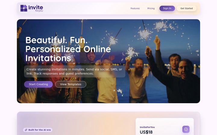 Screenshot of inviteforyou.com