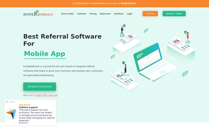 Ekraanipilt saidist invitereferrals.com