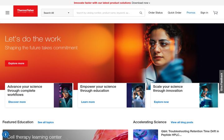 Screenshot of invitrogen.com