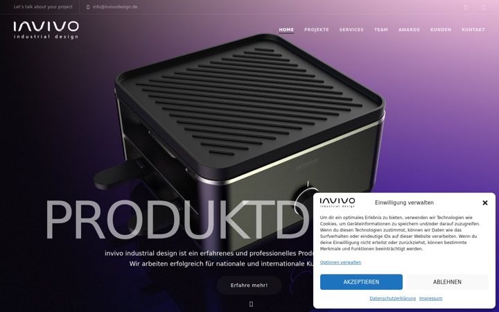 Screenshot of invivo-industrial-design.de