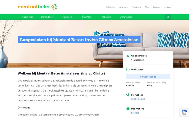 Screenshot of invivoclinics.nl