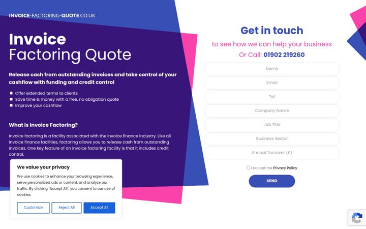 Screenshot of invoice-factoring-quote.co.uk
