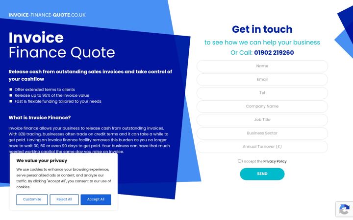Screenshot of invoice-finance-quote.co.uk