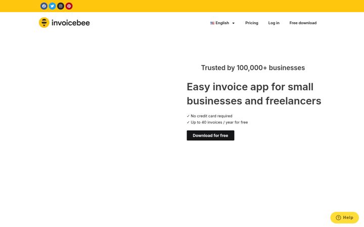 Screenshot of invoicebee.net