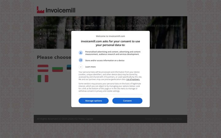 Screenshot of invoicemill.com