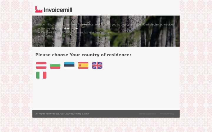 Screenshot of invoicemill.eu