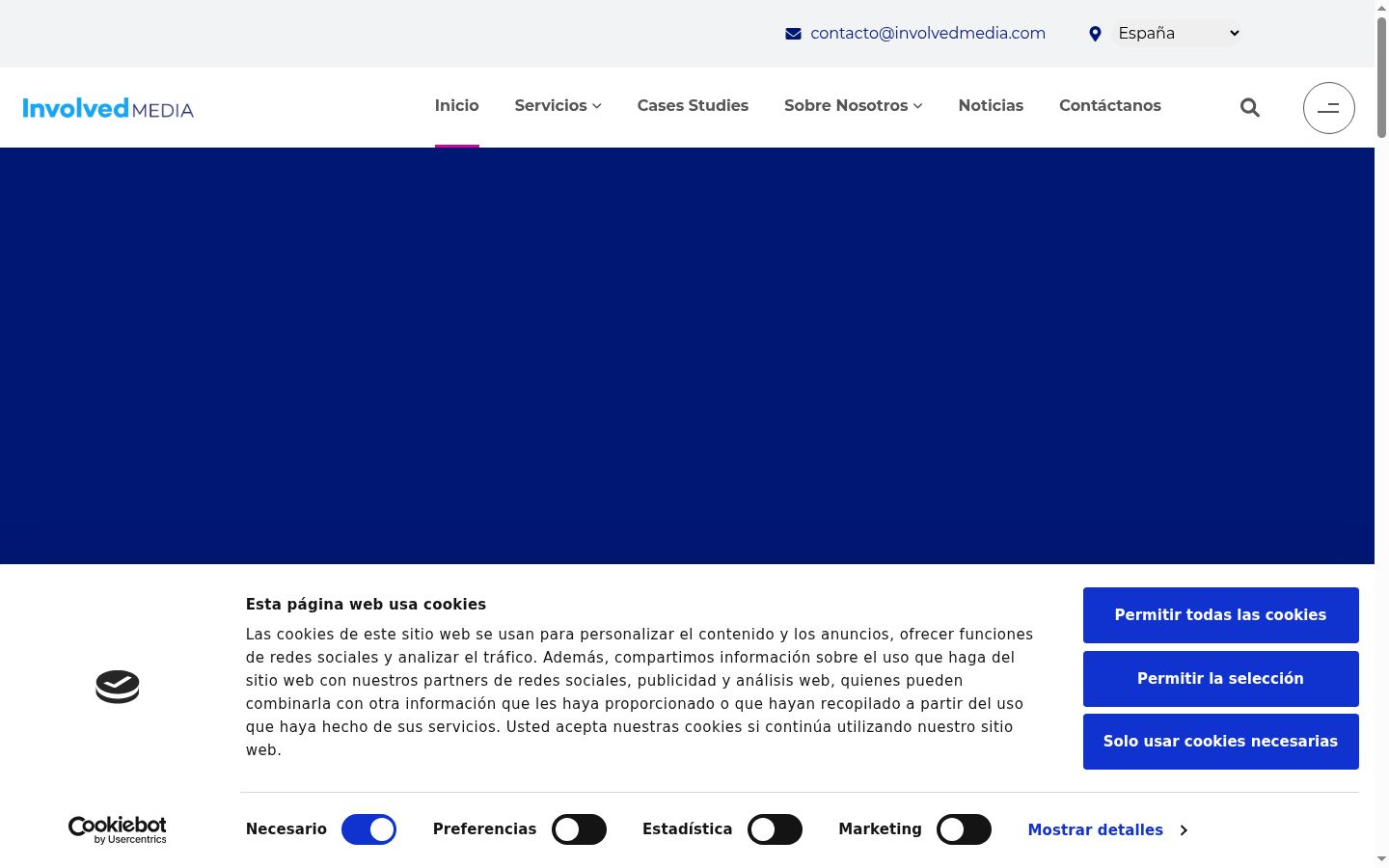 Screenshot of the consent banner shown before any interaction