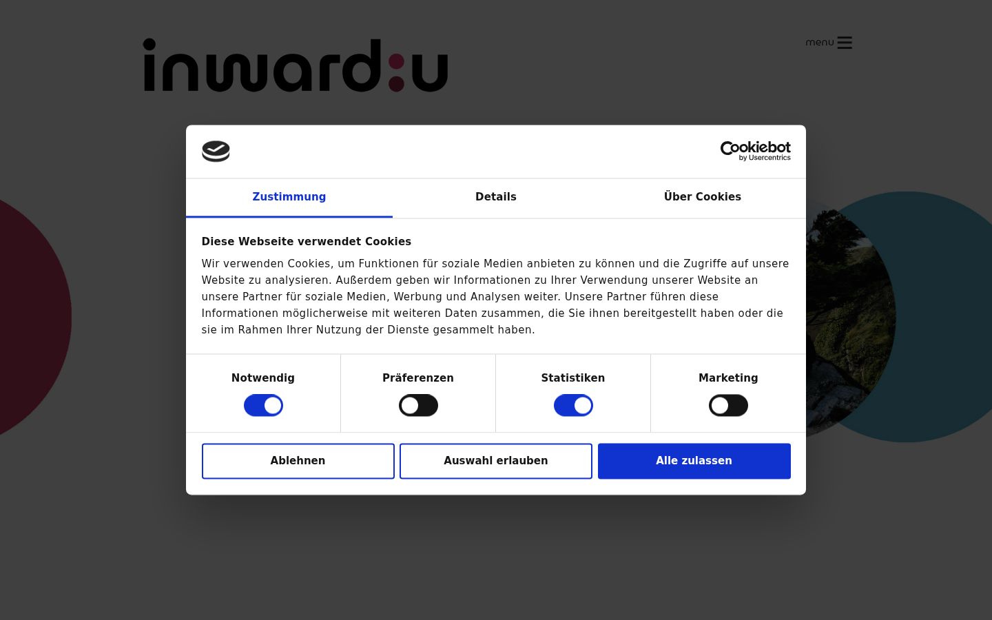 Screenshot des Einwilligungsbanners vor jeglicher Interaktion