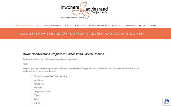 Screenshot of inwonersadviesraadzwijndrecht.nl