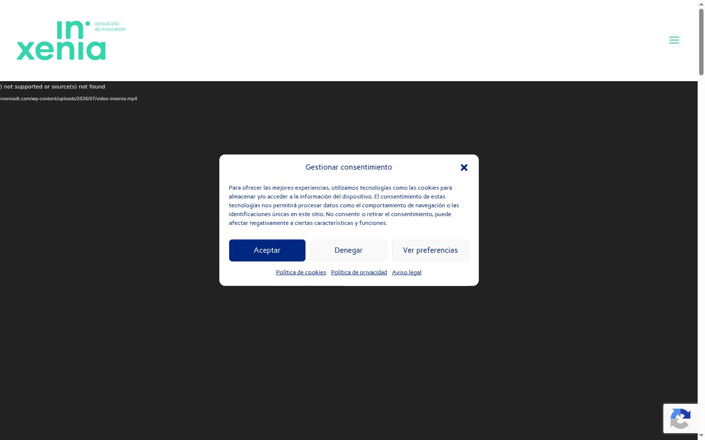 Captura de ecrã do banner de consentimento apresentado antes de qualquer interação