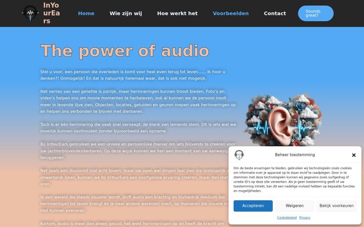 Screenshot of inyourears.nl