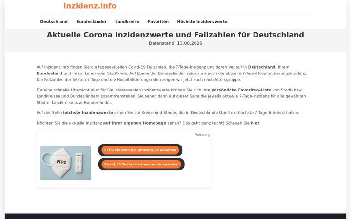 Screenshot of inzidenz.info
