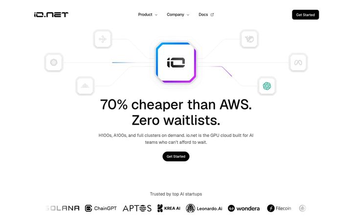 Kuvakaappaus sivustosta io.net