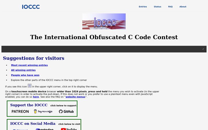 Screenshot of ioccc.org