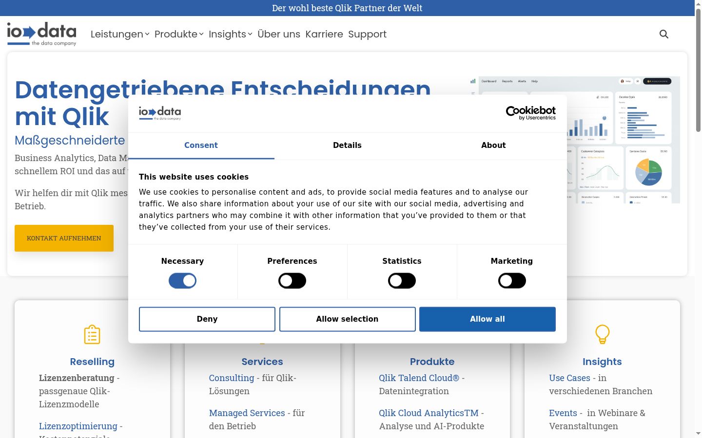 Posnetek zaslona pasice za privolitev, prikazane pred kakršno koli interakcijo