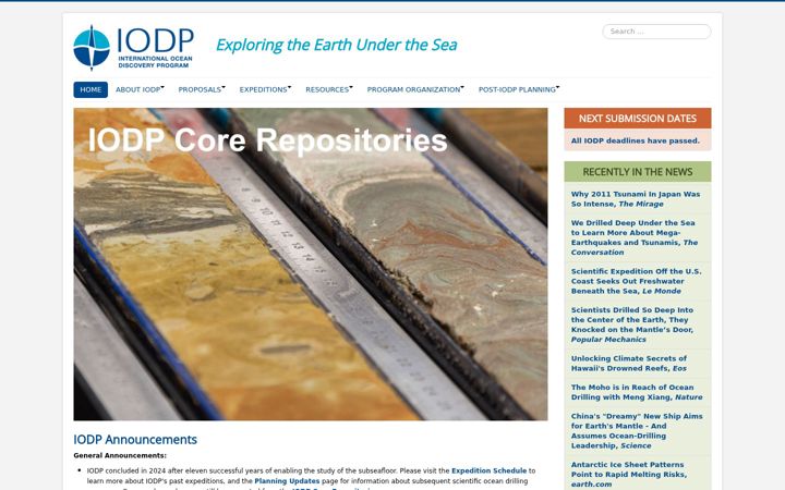 Capture d'écran de iodp.org