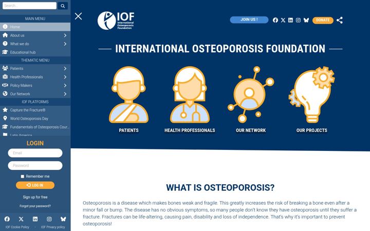 Екранна снимка на iofbonehealth.org