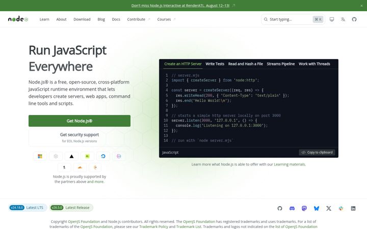 Screenshot of iojs.org