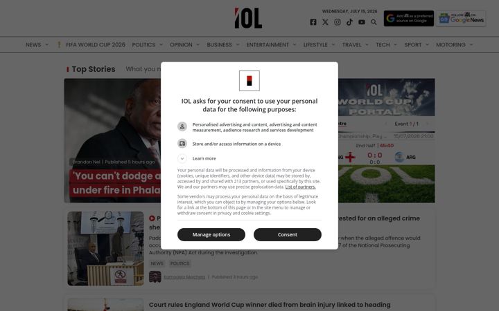 Skærmbillede af iol.co.za
