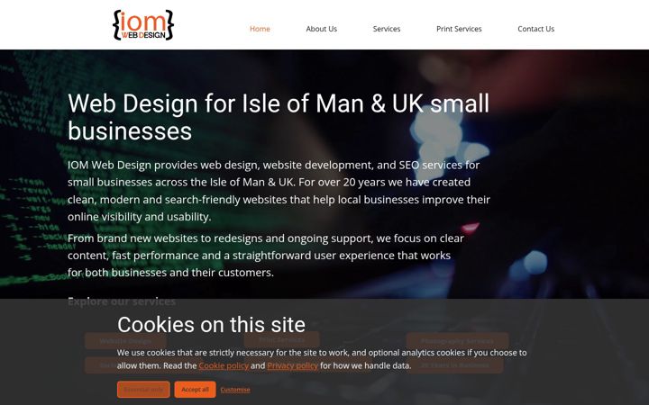 Screenshot of iomwebdesign.com