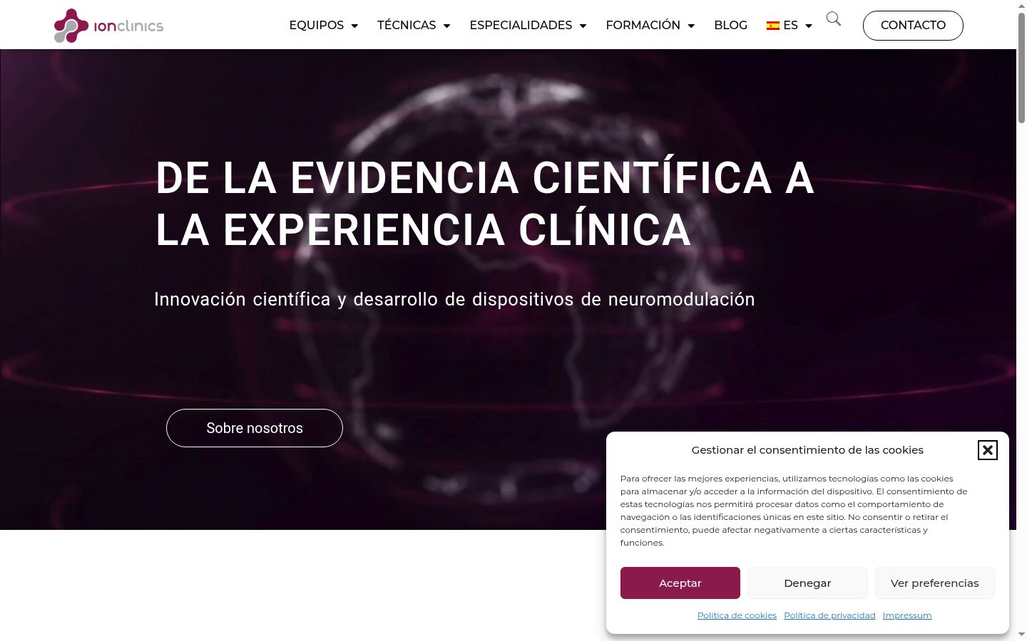 Screenshot del banner di consenso mostrato prima di qualsiasi interazione