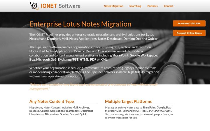 Screenshot of ionetsoftware.com