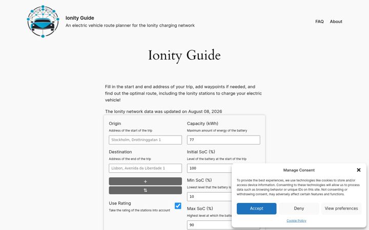Screenshot of ionityguide.eu