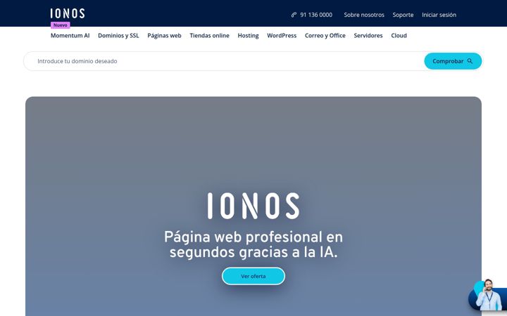 Posnetek zaslona ionos.es