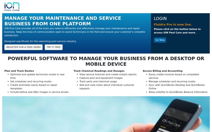 Screenshot of ionpoolcare.com