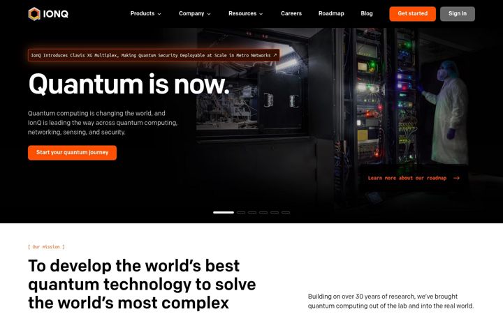Screenshot of ionq.com