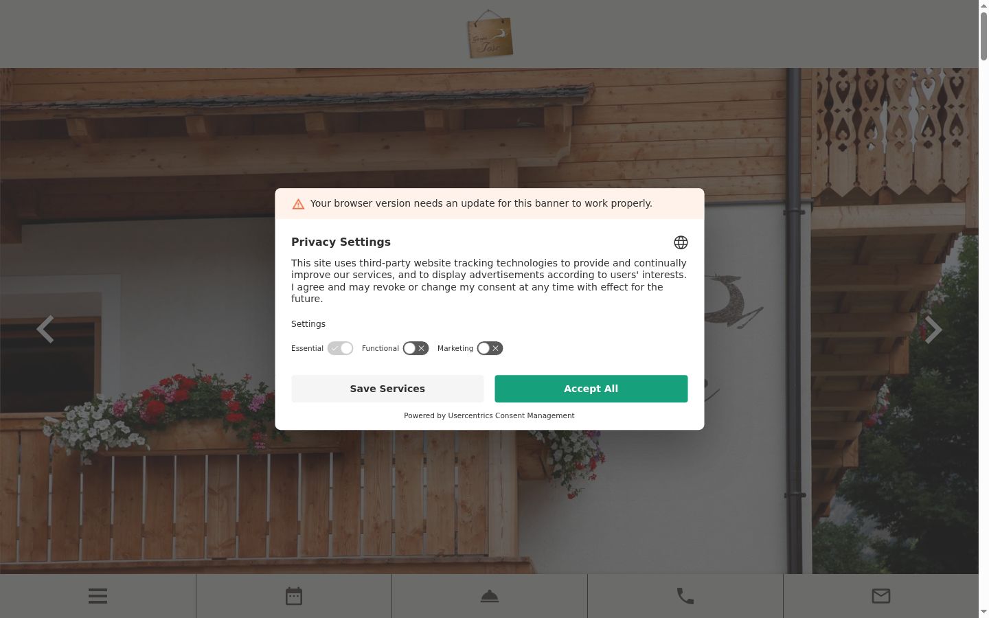 Screenshot des Einwilligungsbanners vor jeglicher Interaktion