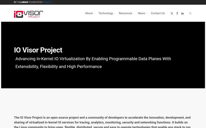 Screenshot of iovisor.org