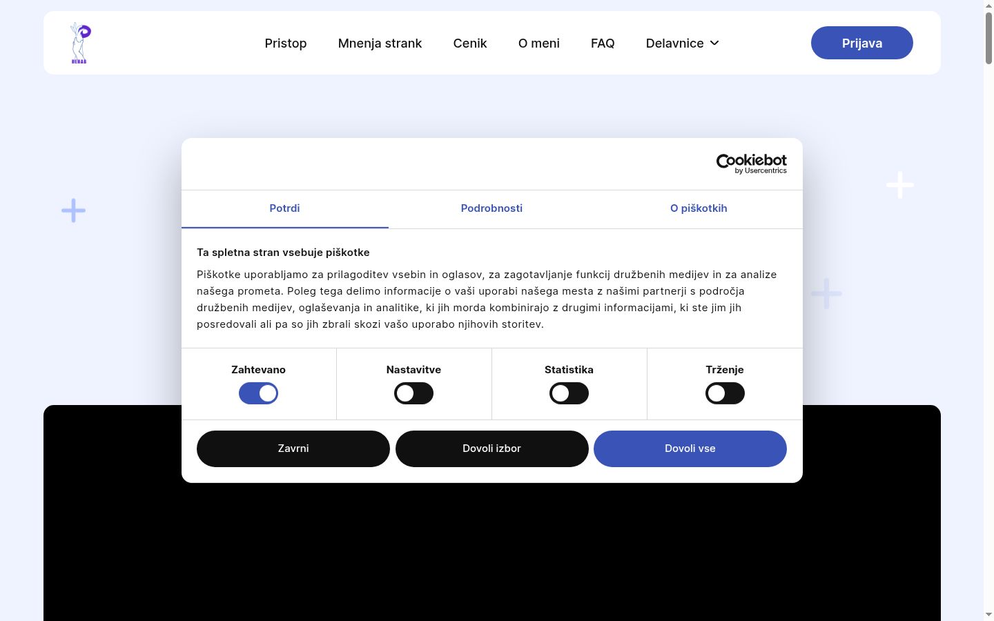 Screenshot van de toestemmingsbanner zoals getoond vóór enige interactie